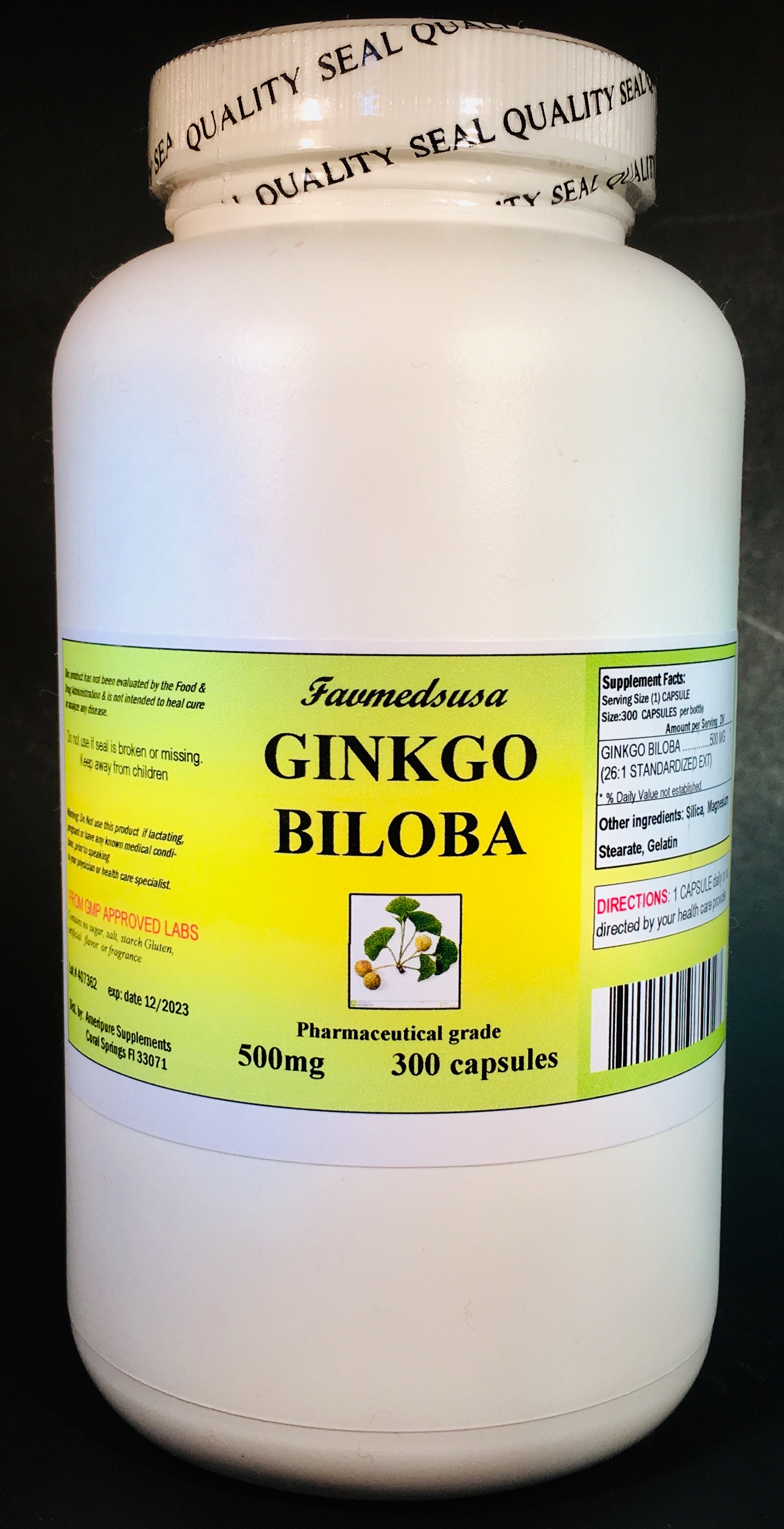 Ginkgo Biloba 500mg - 300 capsules